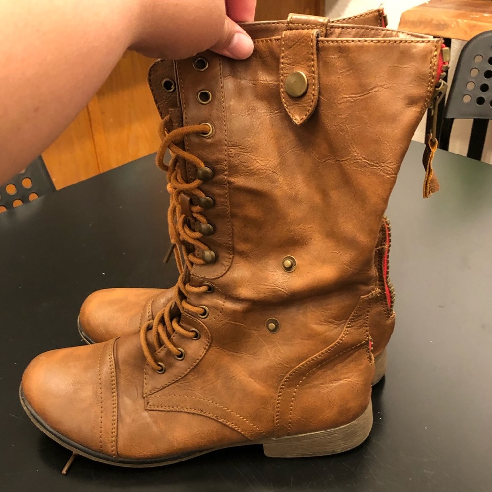 Mid Calf Camel Boots (Brand: Forever)